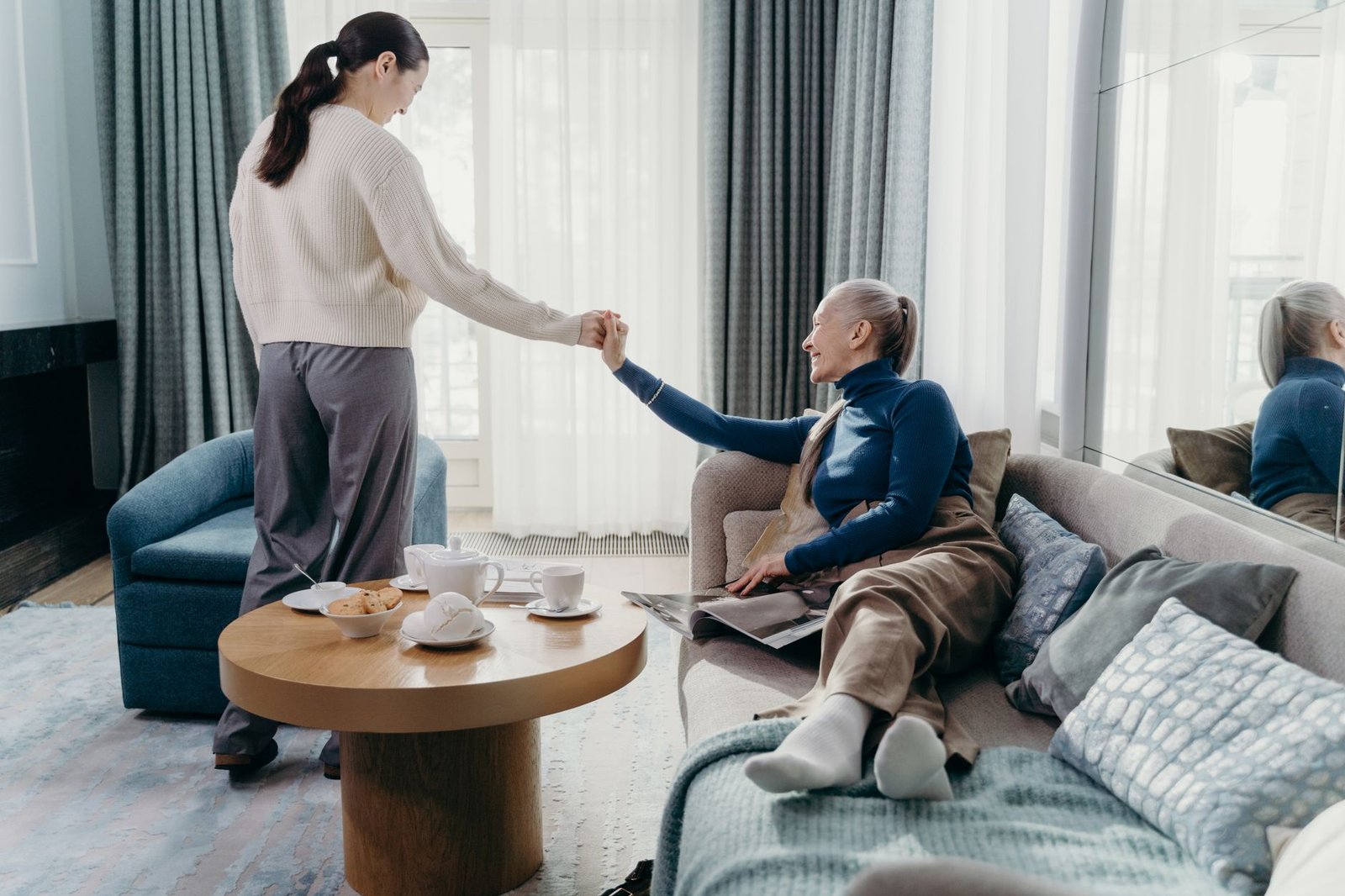 Family member offering comfort while discussing the VA month of death benefit and next steps